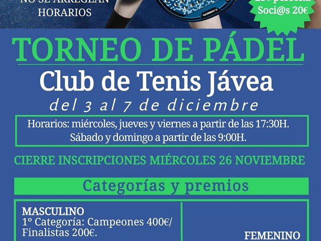 Torneo de pádel en el C.T. Jávea