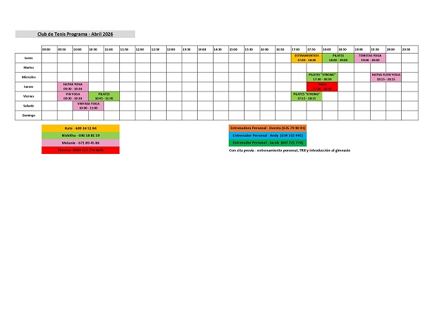 Programa mensual sala polivalente
