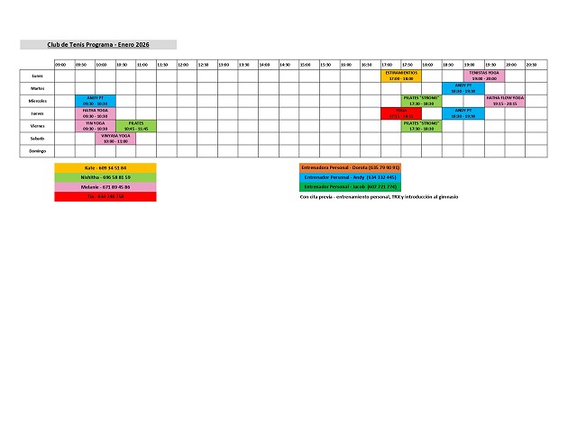 Programa mensual sala polivalente
